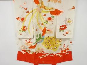 アンティーク　鳳凰模様刺繍一つ紋着物